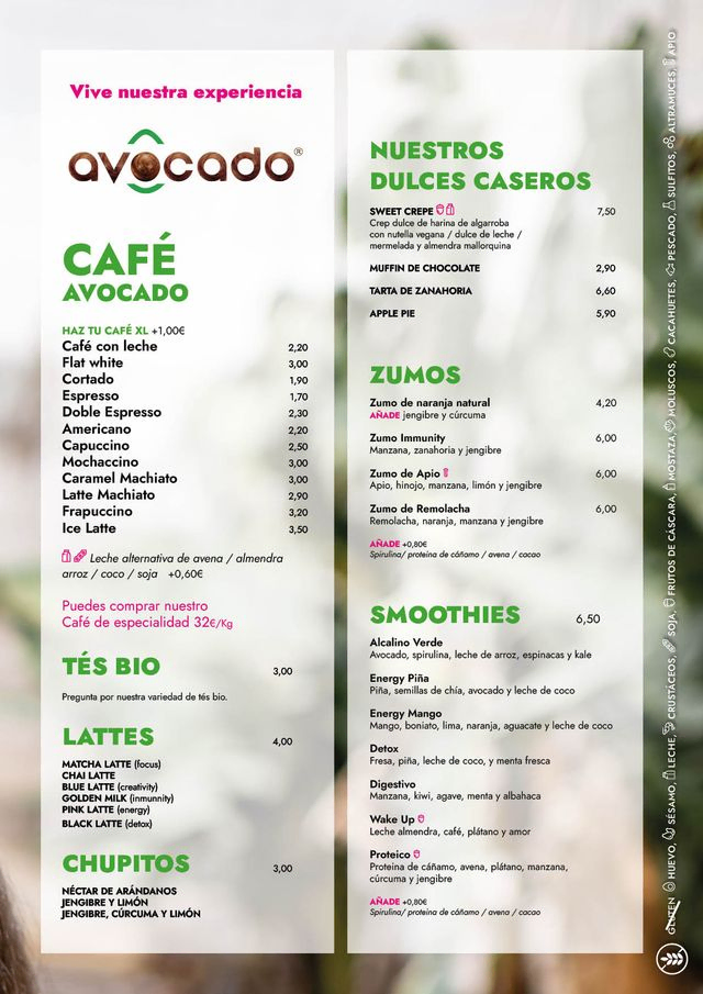 Menú desayuno
